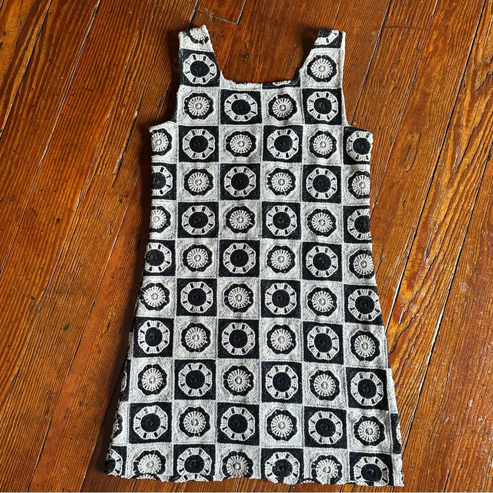 Anthropologie Seafolly Crochet Hipster Coverup Beach Mini Dress Black and Cream - Picture 11 of 11